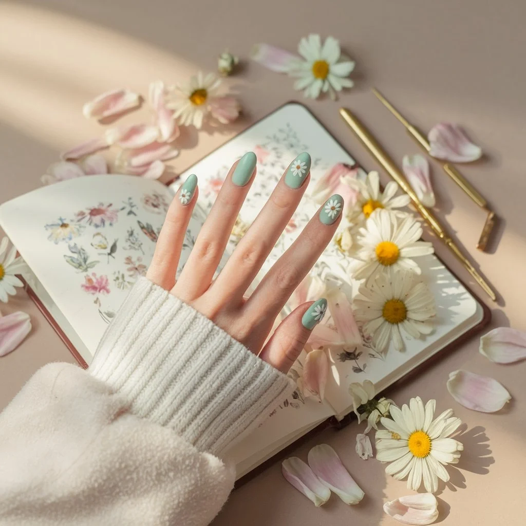 13 Mint Green Gel Nail Ideas with Flowers I’m Obsessed With