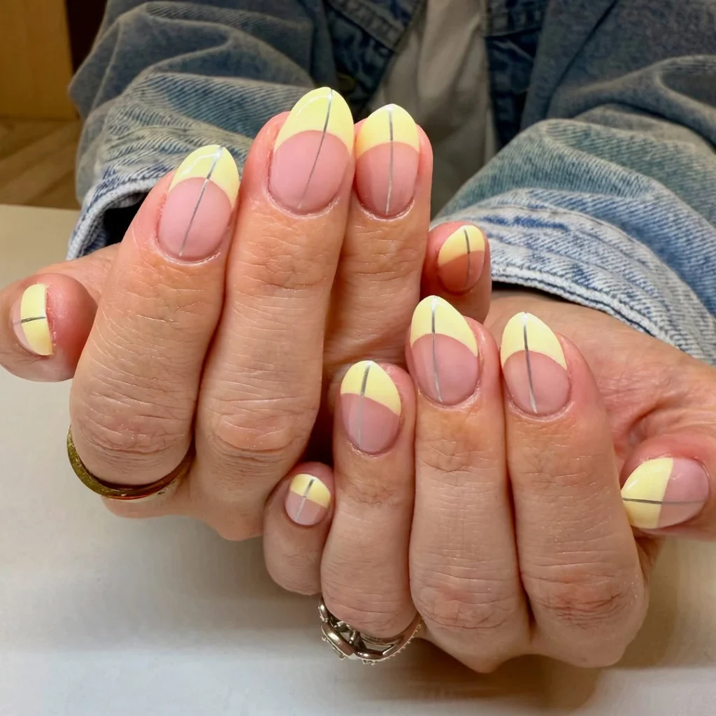 Yellow French Tips with a Silver Twist