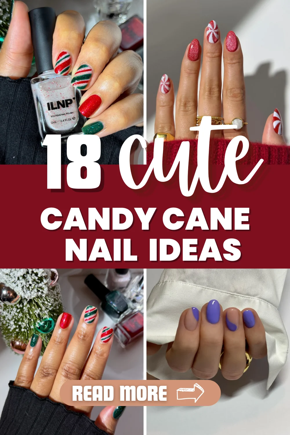 30 Simple Candy Cane Christmas Nail ideas That Look Super Cute 1 30 Simple Candy Cane Christmas Nail ideas