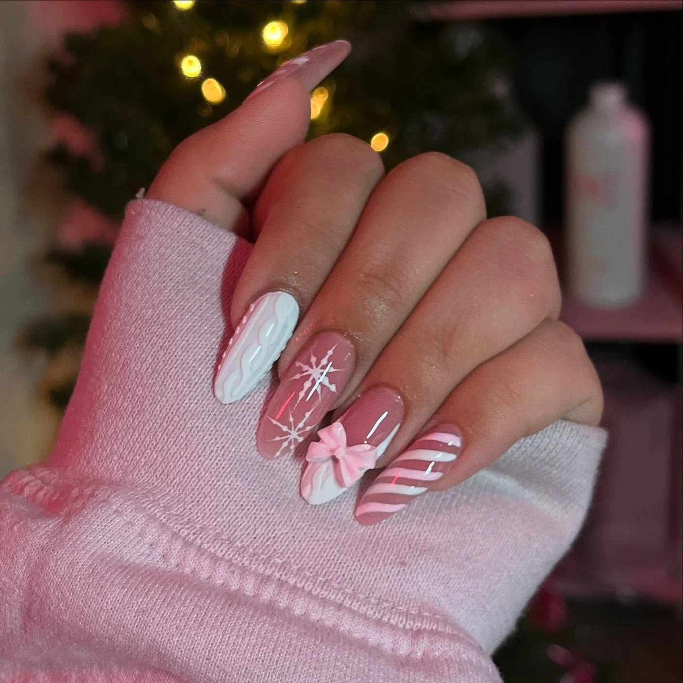 30 Simple Candy Cane Christmas Nail ideas That Look Super Cute 23 3D Candy Cane Xmas Nails