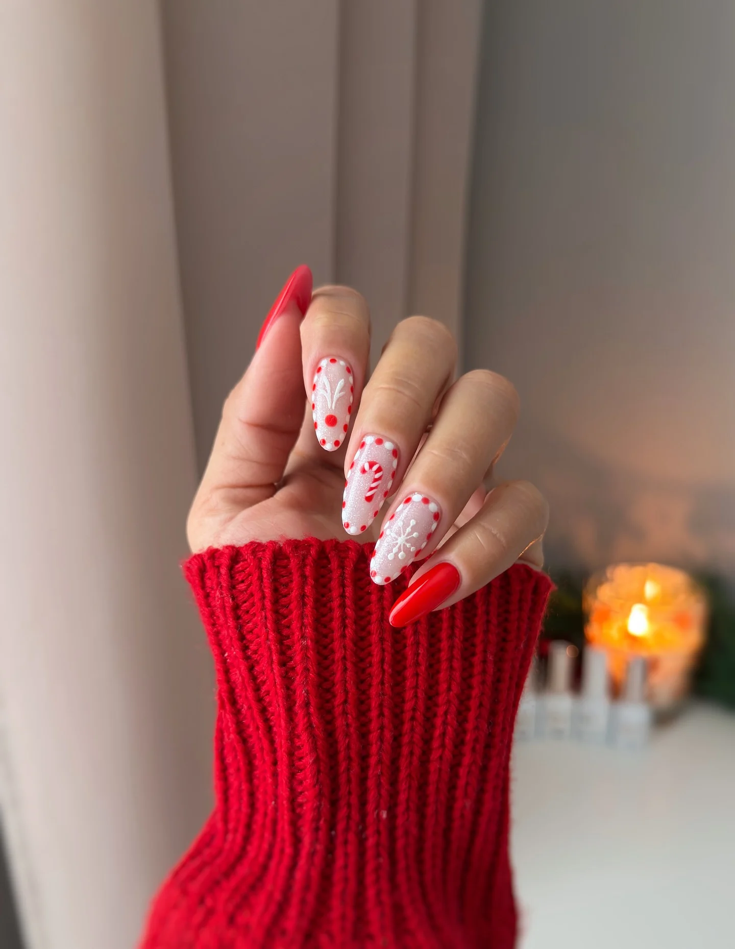 30 Simple Candy Cane Christmas Nail ideas That Look Super Cute 26 ANDZELIKA MALIKs Xmas Nails