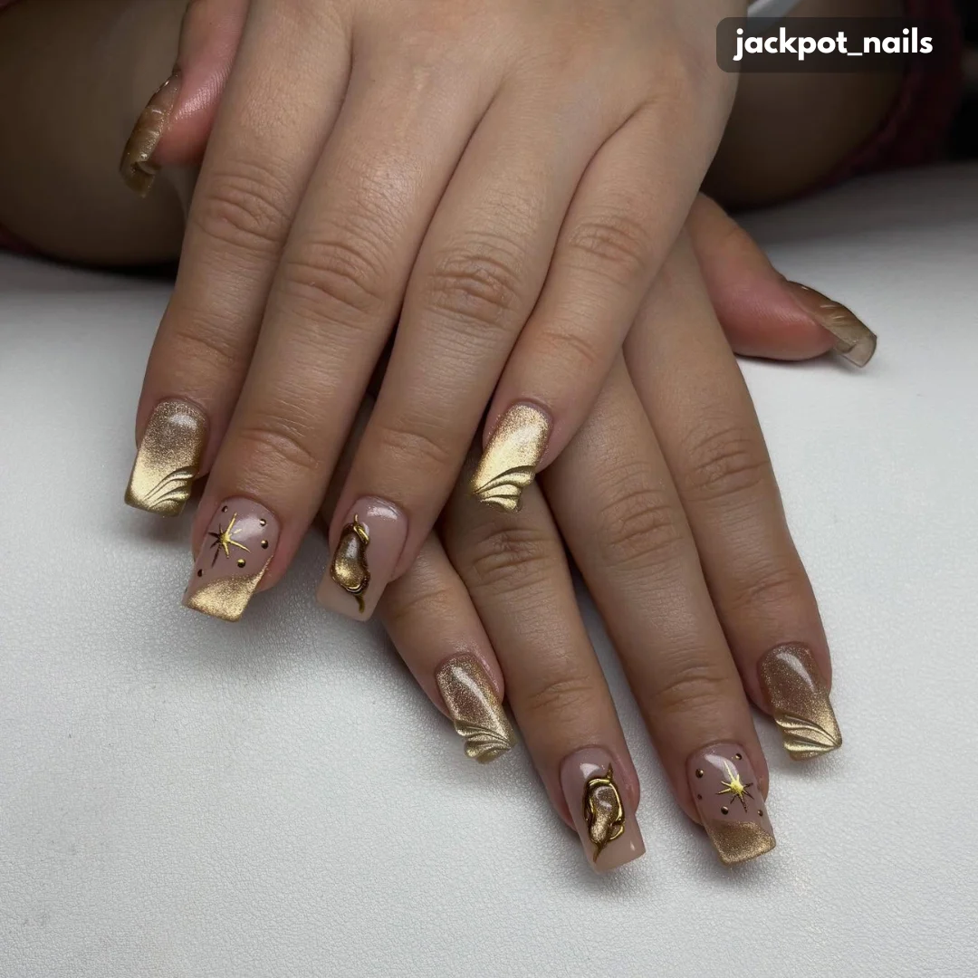 18 Cute & Easy New Year Nails That Look Salon-Perfect 12 jackpot_nails art for new year
